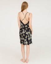 Robe Midi en Soie 100% Imprimé Marguerites avec Dos Croisé